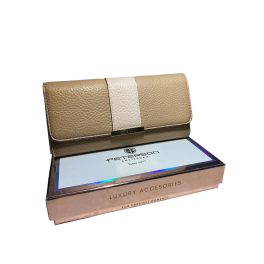 Bézs-barna műbőr pénztárca